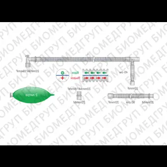 Контур дыхательный анестезиологический DuoLimb, гофрированный 200 см, в составе: трубка дыхательная, угловой коннектор Луер Лок, лимб 90 см, мешок бе  Mederen