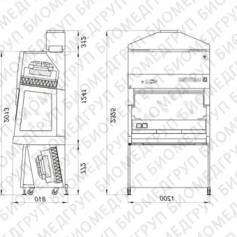 Бокс шкаф биологической безопасности, класс II тип B2, ширина рабочей поверхности 120 см, БМБIIЛАМИНАРС 1,2, Ламинарные системы, 1RВ.00312.0