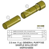 Набор спейсеров для образцов, 2,5 мм, 11 мкл; В комплект входит 10 комплектов нижних прокладок и 10 крышек